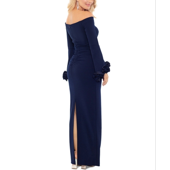 XSCAPE Off-Shoulder Ruffle-Cuff Dress - Picture 9 of 16